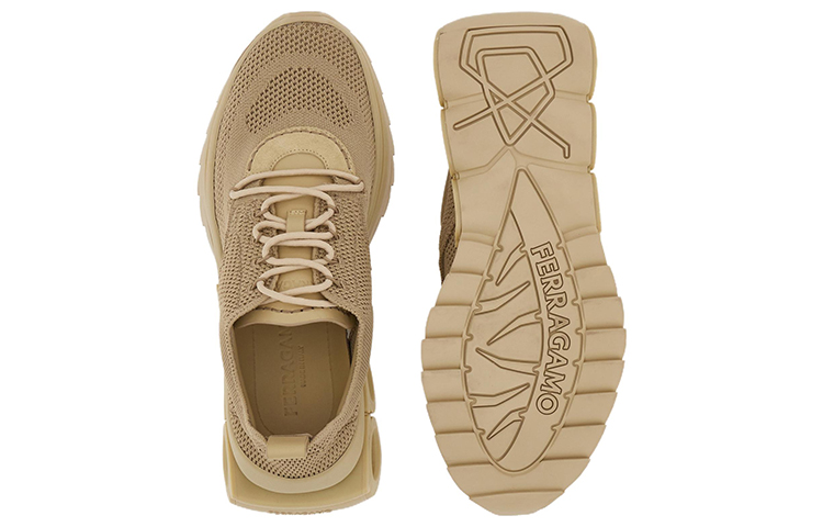 (W) FERRAGAMO Fabric and Suede Sneaker 'Beige' 圖 5