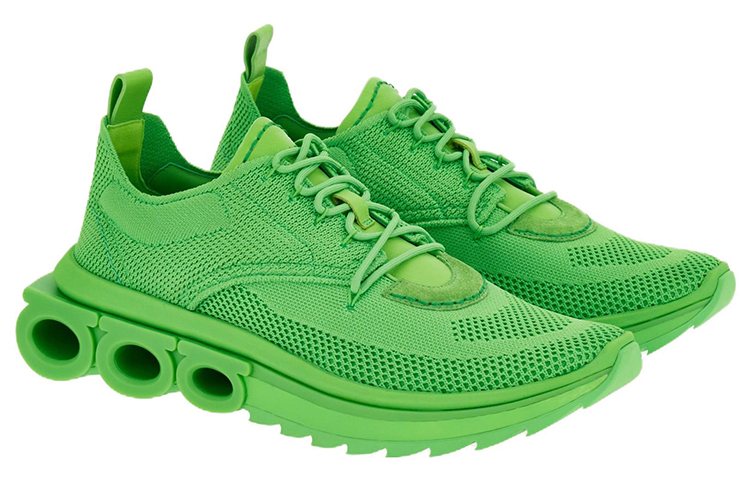 Order (W) フェラガモ 緑 ファブリック＆スエード スニーカー 030391-762792