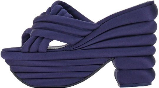 (W) フェラガモ 布プラットフォームサンダル (青ハイヒール) 01F807-763968 Buy (W) フェラガモ 布プラットフォームサンダル (青ハイヒール) 01F807-763968