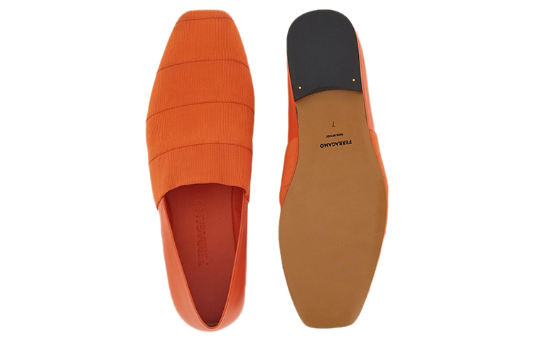 (W) FERRAGAMO Fabric Satin Slip-On Loafer 'Orange' 圖 5
