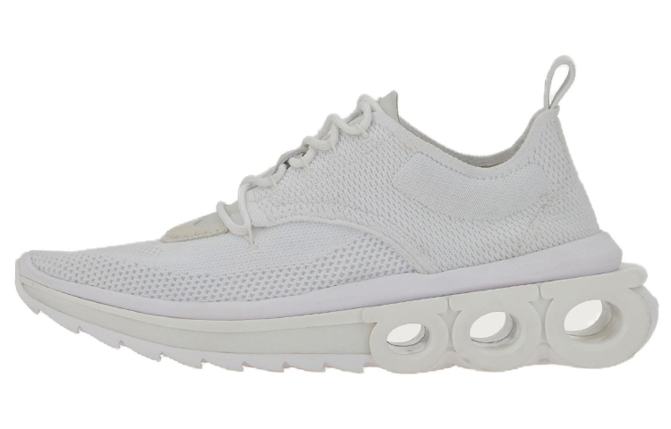 (W) FERRAGAMO Fabric Suede Round-Toe Sneaker 'White'