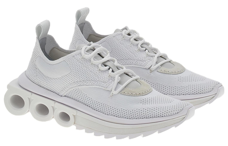 (W) FERRAGAMO Fabric Suede Round-Toe Sneaker 'White' 圖 2