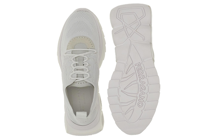 (W) FERRAGAMO Fabric Suede Round-Toe Sneaker 'White' 圖 5