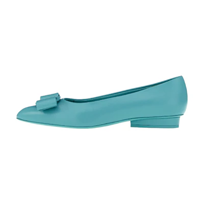 (W) FERRAGAMO Viva Ballerina Shoes Blue 'Teal'