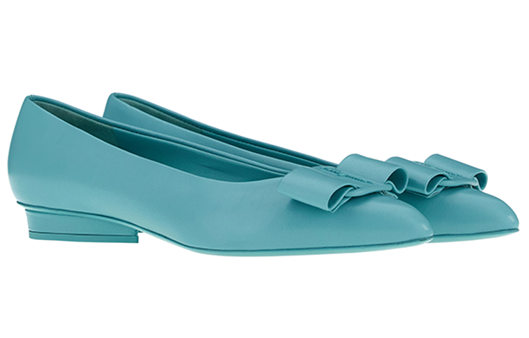 (W) FERRAGAMO Viva Ballerina Shoes Blue 'Teal' 圖 2
