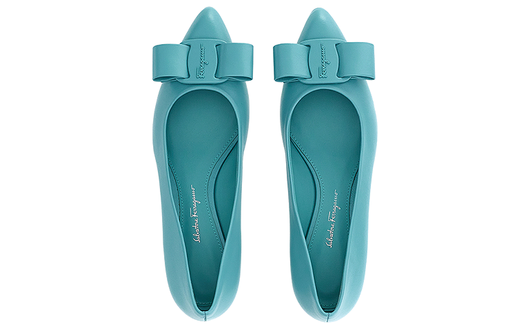 (W) FERRAGAMO Viva Ballerina Shoes Blue 'Teal' 圖 3