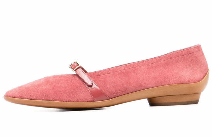 (W) FERRAGAMO Flat 'Pink Velour Contrast'
