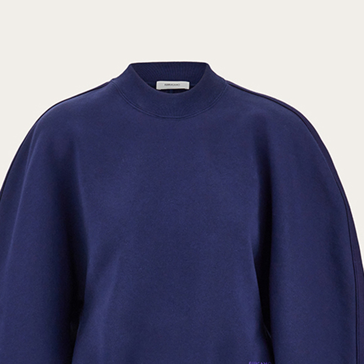 Purchase (W) FERRAGAMO FW23 蓝色圆领休闲卫衣毛衣 767021