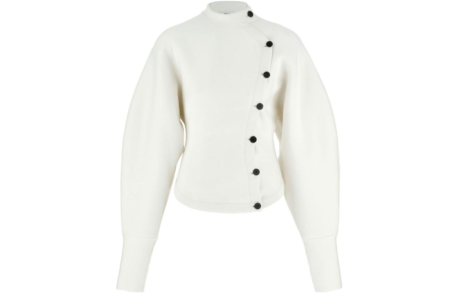 (Women) FERRAGAMO FW23  Solid Color Round Neck Knit Cardigan. 767267