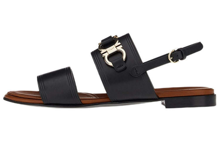 (Women) FERRAGAMO Gancini-Plaque Leather Sandals 'Black' 01C932-751076