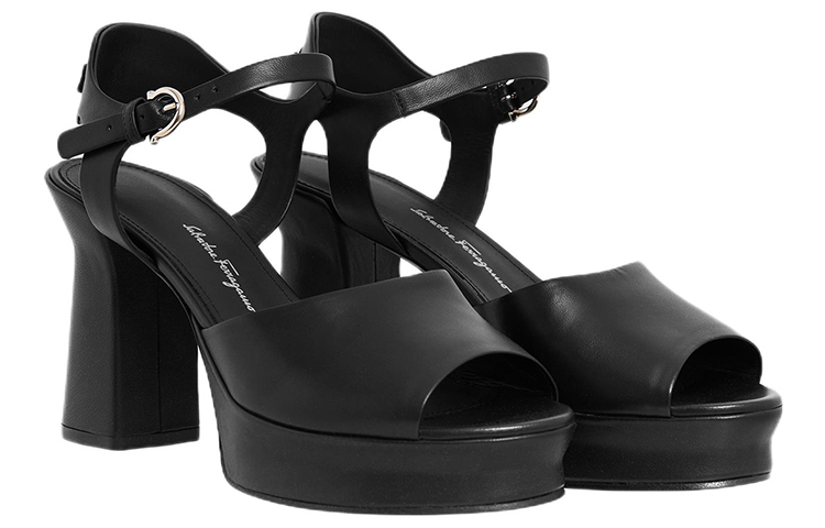 Order (W) FERRAGAMO Gancini 黑色厚底时尚凉鞋 01E075-760112