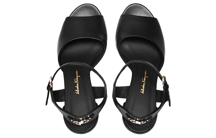 Lookbook (W) FERRAGAMO Gancini 黑色厚底时尚凉鞋 01E075-760112