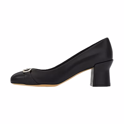 (W) FERRAGAMO Gancini 'Black Leather High Heel'
