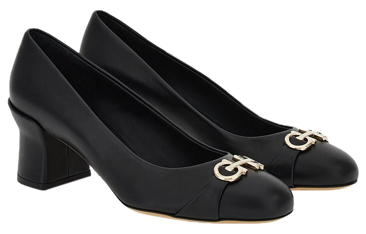 Order (W) FERRAGAMO Gancini 'Tinggi Tumit Kulit Hitam' 01E488-757827