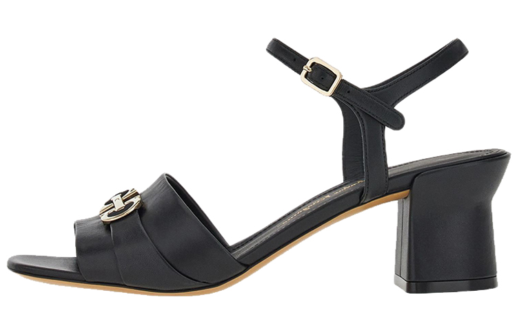 (W) FERRAGAMO Gancini 'Black with Gold Buckle'