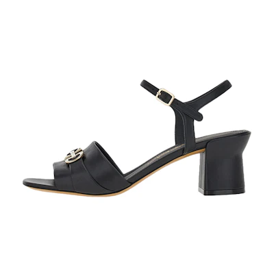(W) FERRAGAMO Gancini 'Black with Gold Buckle'
