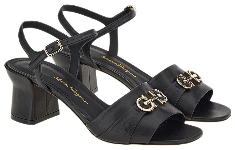 (W) FERRAGAMO Gancini 'Black with Gold Buckle' 圖 2