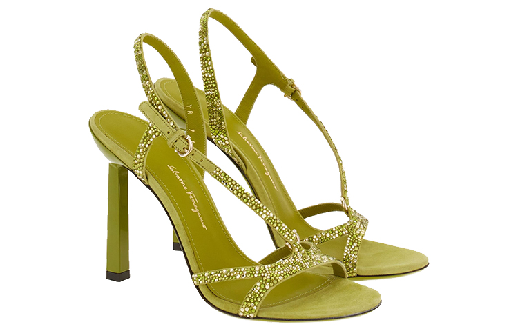 Order (W) FERRAGAMO Gancini ''Sandales Ouvertes Vertes avec Boucle'' 01E584-758580