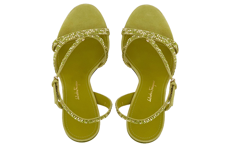 Lookbook (W) FERRAGAMO Gancini 绿色露趾扣女士鞋 01E584-758580