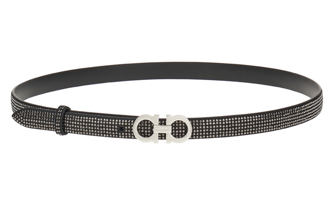 (Women) FERRAGAMO Gancini Adjustable  Leather Belt Black 1.5CM. 230245-759452