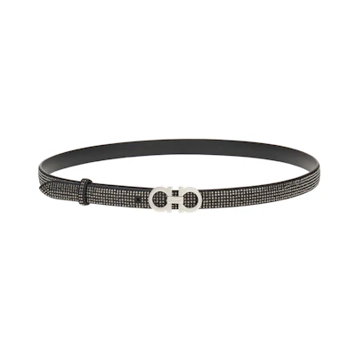 (Women) FERRAGAMO Gancini Adjustable Leather Belt Black 1.5CM. 230245-759452