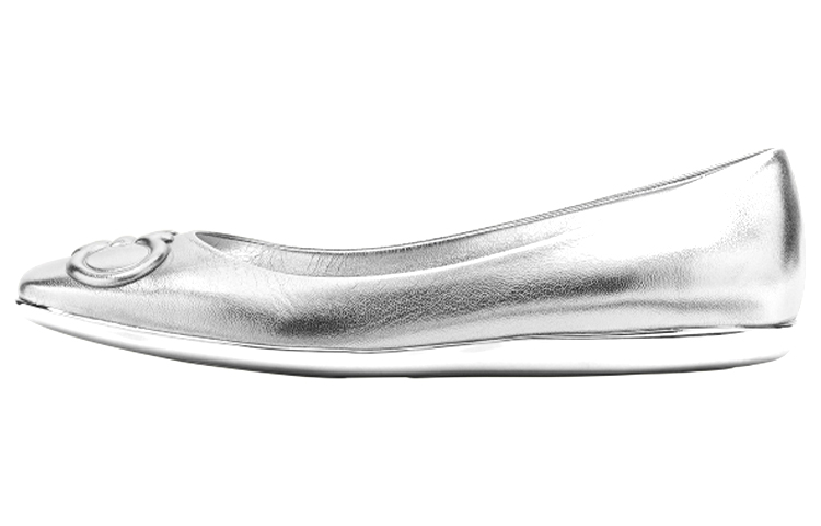 (W) FERRAGAMO Gancini Ballet Flat 'Silver'