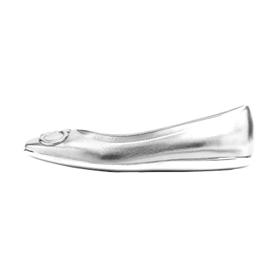 (W) FERRAGAMO Gancini Ballet Flat 'Silver'