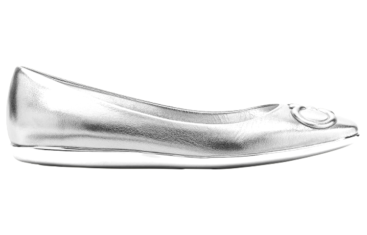 (W) FERRAGAMO Gancini Ballet Flat 'Silver' 圖 2