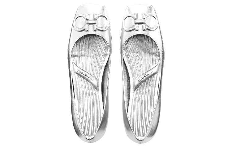 (W) FERRAGAMO Gancini Ballet Flat 'Silver' 圖 3