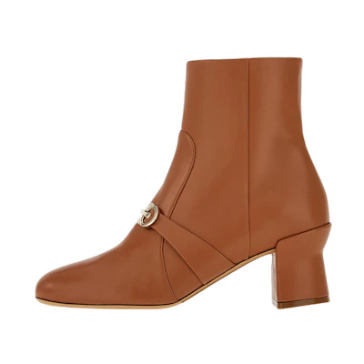 (W) FERRAGAMO Gancini Boot 'Brown Leather Ankle'