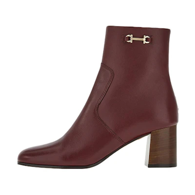 (W) FERRAGAMO Gancini Bootie 'Burgundy Buckle'