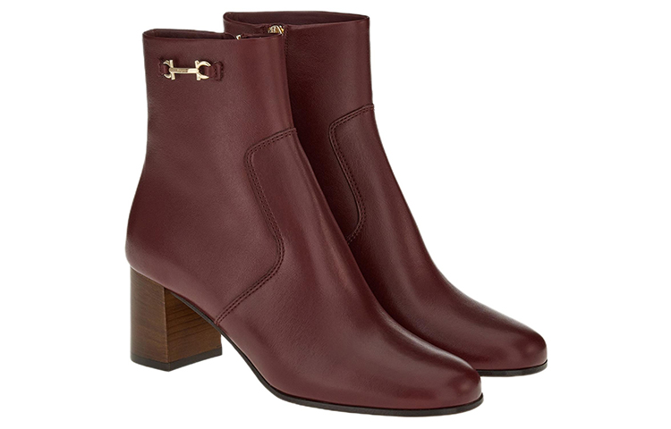 (W) FERRAGAMO Gancini Bootie 'Burgundy Buckle' 圖 3