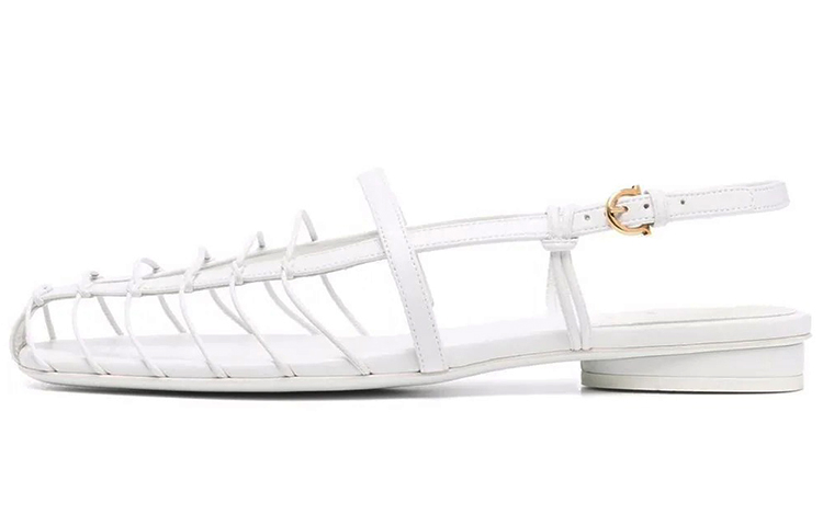 (W) FERRAGAMO Gancini Buckle Slide Sandal 'White'