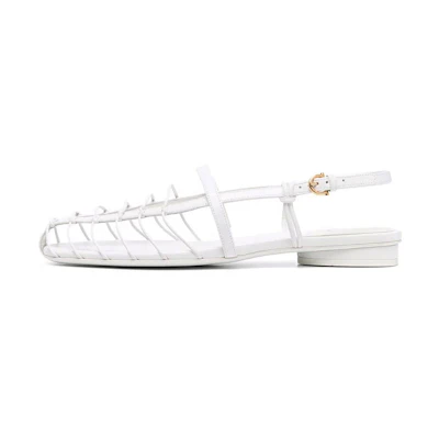 (W) FERRAGAMO Gancini Buckle Slide Sandal 'White'