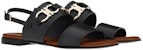 (W) FERRAGAMO Gancini Sandal Kulit Anak Lembu 'Fesyen Hitam' 01C932-751076