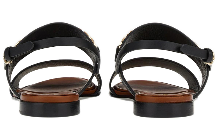 (W) FERRAGAMO Gancini-Plaque Leather Sandals 'Black' 圖 4