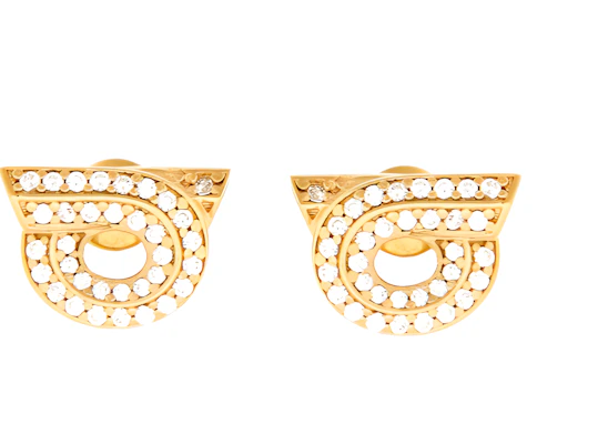 (Women) Ferragamo Gancini Crystal Stud Earrings - Brass and Glass Design. 760699770433 Buy (Women) Ferragamo Gancini Crystal Stud Earrings - Brass and Glass Design. 760699770433