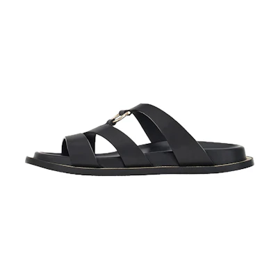 (W) FERRAGAMO Gancini Fashion Sandals 'Wavy Peep Toe Black'