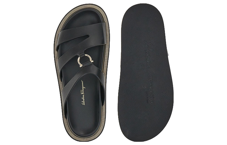 (W) FERRAGAMO Gancini Fashion Sandals 'Wavy Peep Toe Black' 圖 5