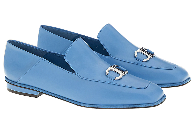 (W) FERRAGAMO Square Toe Loafers 'Blue' 圖 2