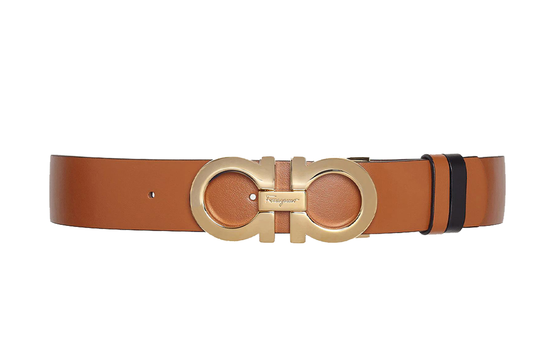 (Women) Ferragamo Gancini Gold Buckle Leather Belt 3.5CM 23A564-674471