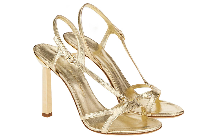 (W) FERRAGAMO Gancini High Heel Sandals 'Shiny Buckle Gold' 圖 2