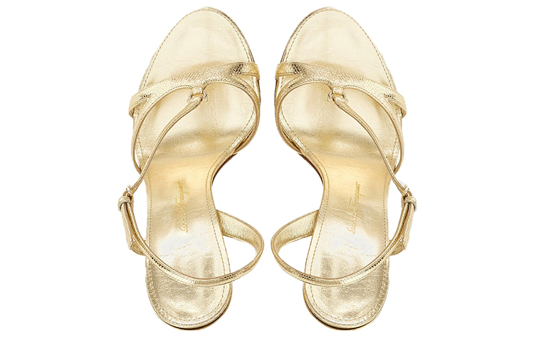 (W) FERRAGAMO Gancini High Heel Sandals 'Shiny Buckle Gold' 圖 3