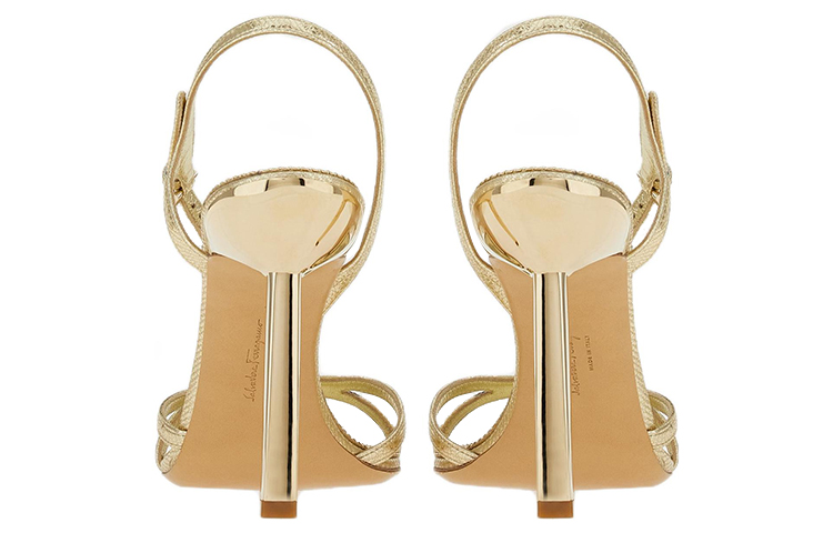 (W) FERRAGAMO Gancini High Heel Sandals 'Shiny Buckle Gold' 圖 4