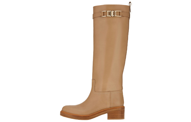 (Women) FERRAGAMO Ornament Square Gancini Boots Khaki 'Beige' 01C904-750682