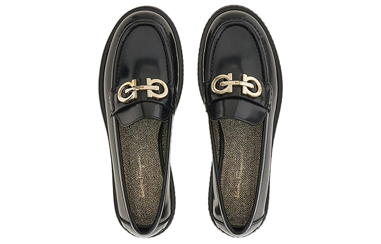 Lookbook (W) 페라가모 간치니 더블 골드 버클 블랙 레더 로퍼 01E651-758088