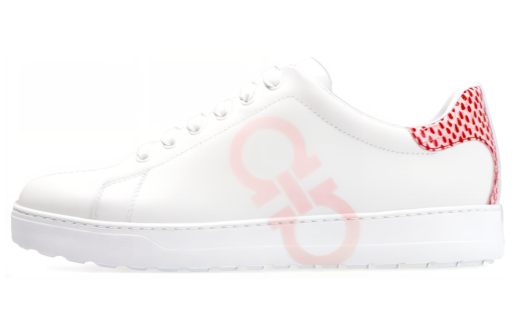 (W) FERRAGAMO Gancini Leather Print Sneaker 'White'
