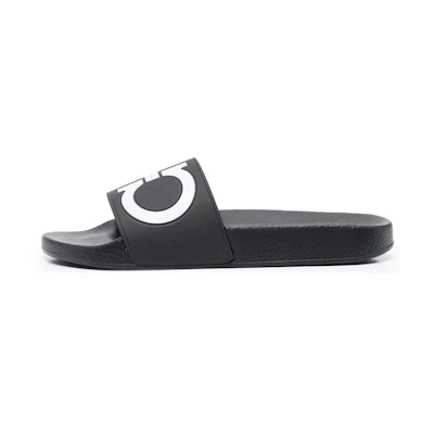 (W) FERRAGAMO Gancini Open Toe Slide 'Black Print'