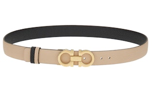 (Women) FERRAGAMO Gancini Reversible Adjustable Leather Belt Women - Elephant Grey 2.5CM 23A565-759426 (Women) FERRAGAMO Gancini Reversible Adjustable Leather Belt Women - Elephant Grey 2.5CM 23A565-759426