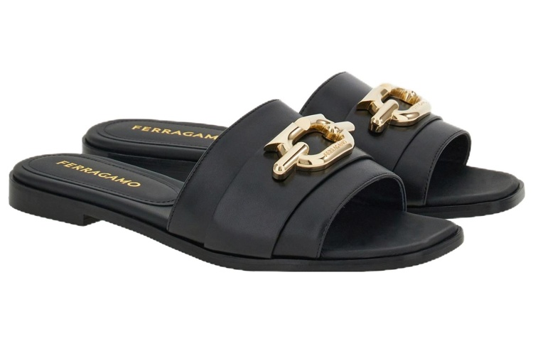 Order (W) フェラガモ ガンチーニ スライド (黒革) 01G170-763941